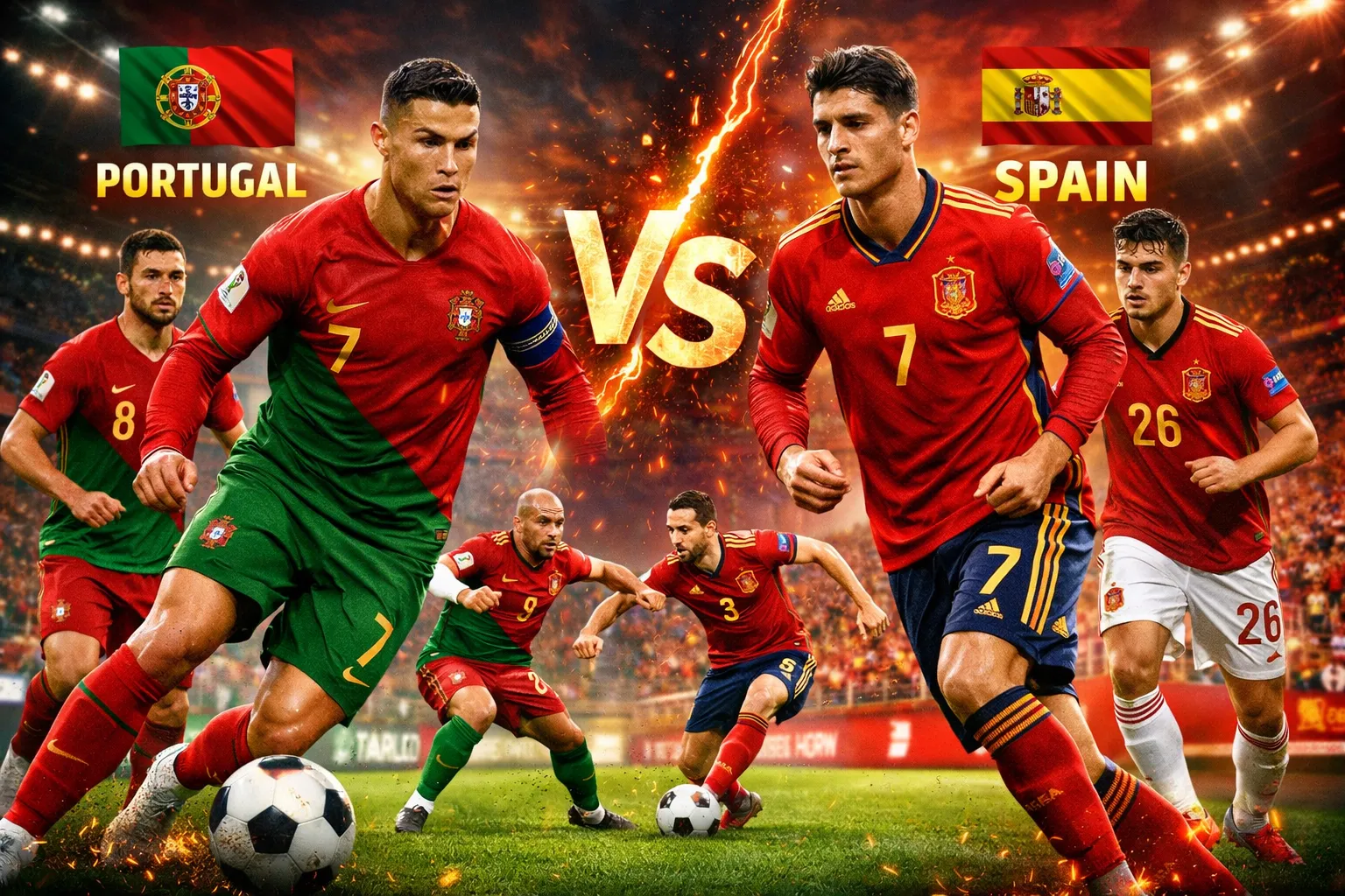 Portugal National Football Team vs Spain National Football Team Timeline